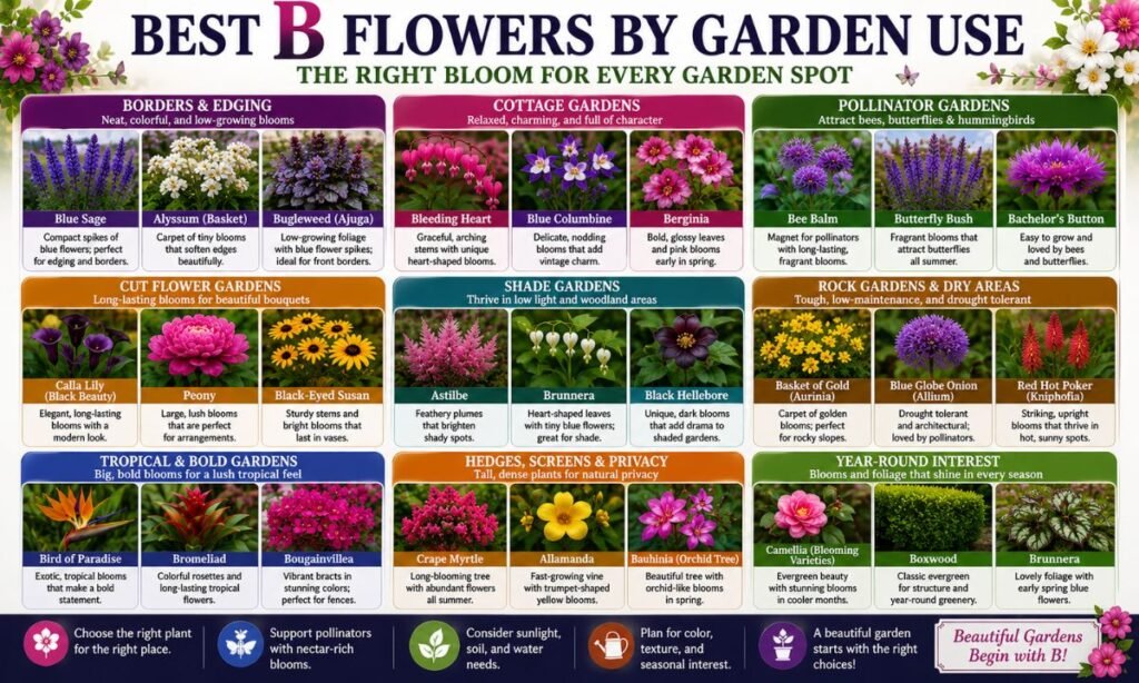 Best B Flowers By Garden Use
