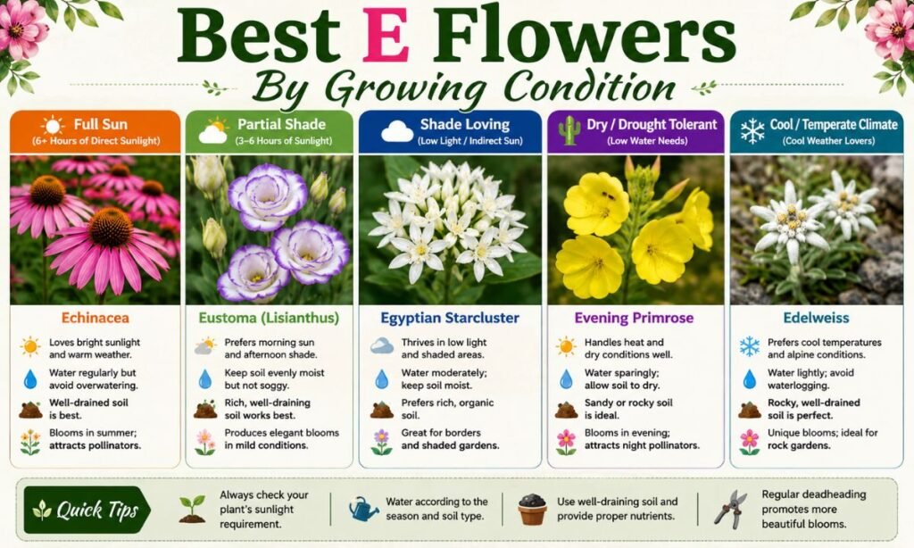 Best E Flowers By Growing Condition