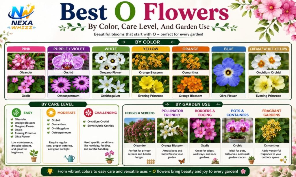 Best O Flowers By Color, Care Level, And Garden Use