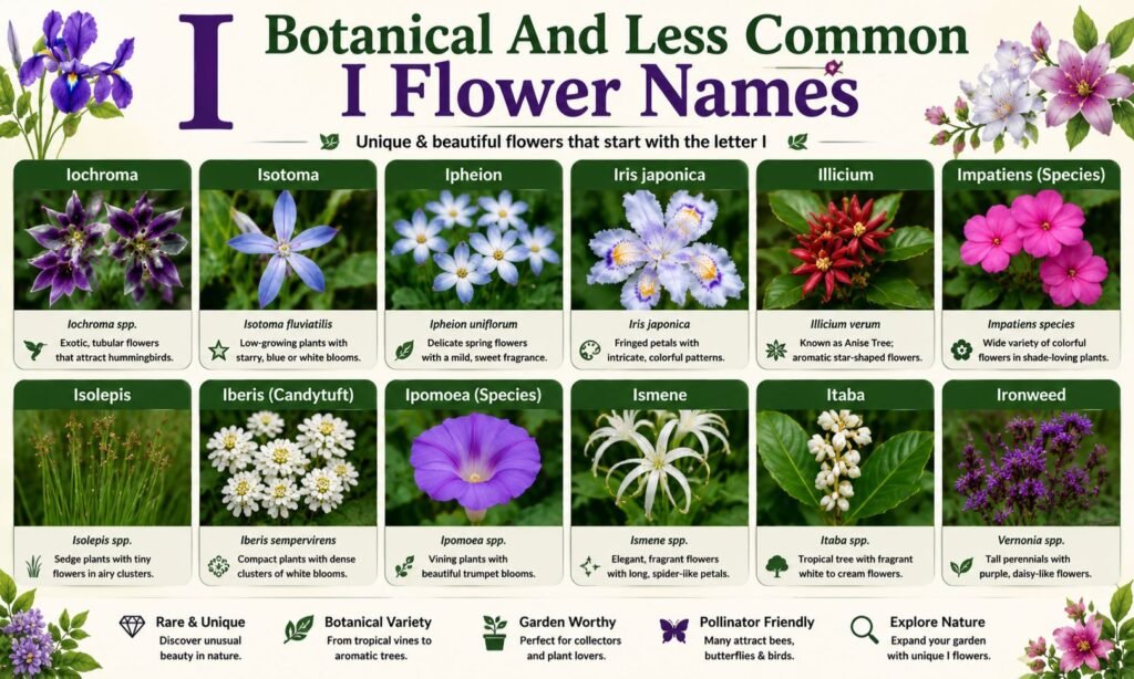Botanical And Less Common I Flower Names