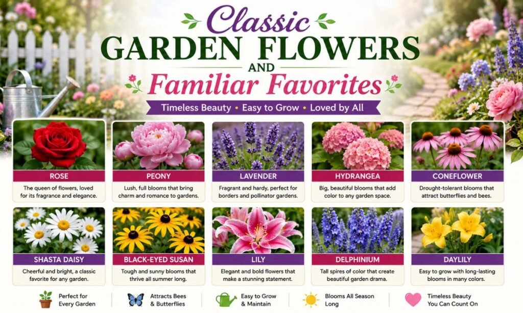 Classic Garden Flowers And Familiar Favorites