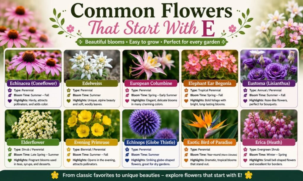 Common Flowers That Start With E
