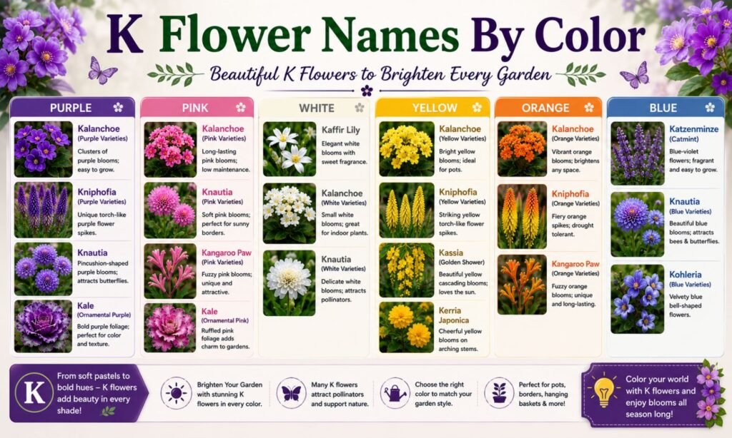 K Flower Names By Color