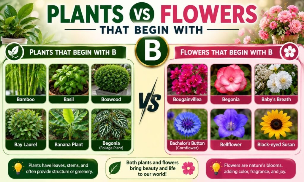 Plants Vs Flowers That Begin With B