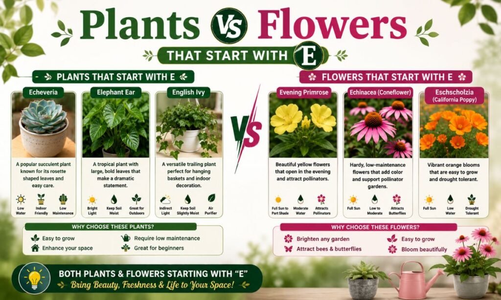Plants Vs Flowers That Start With E