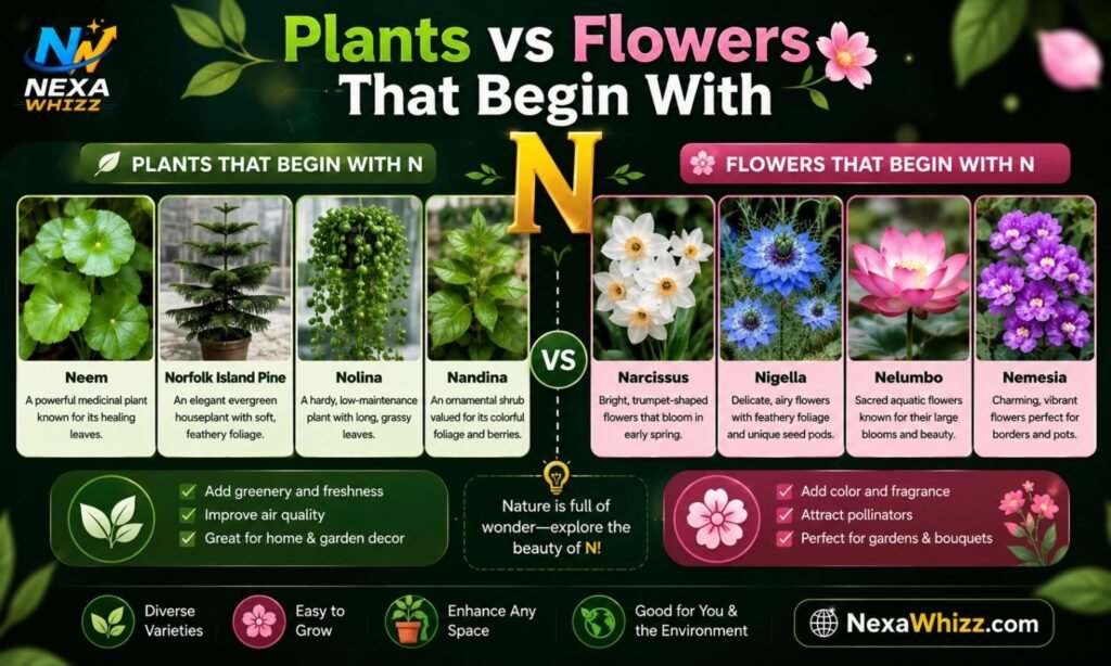 Plants vs Flowers That Begin With N