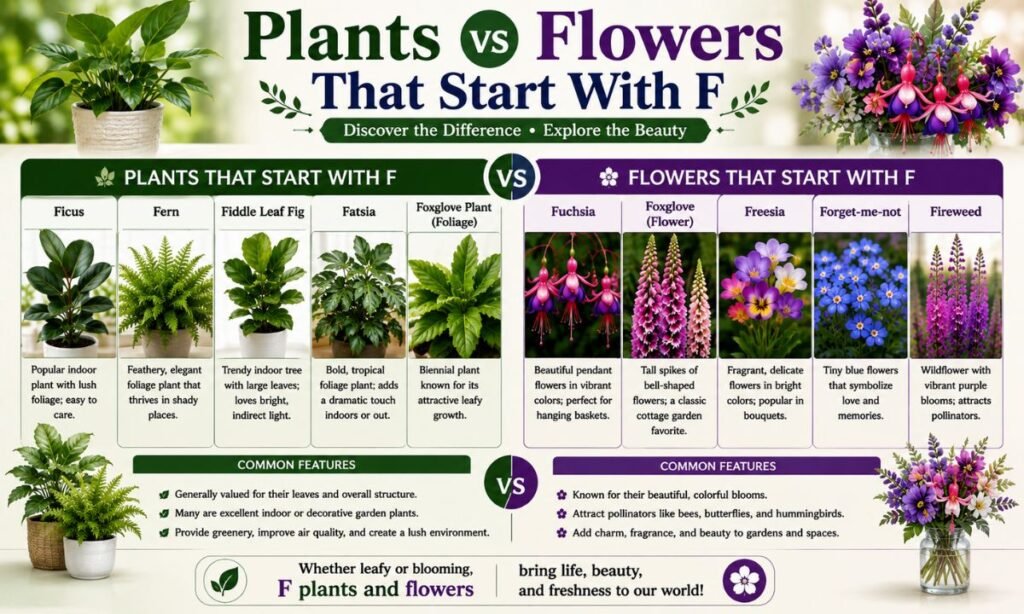 Plants vs Flowers That Start With F