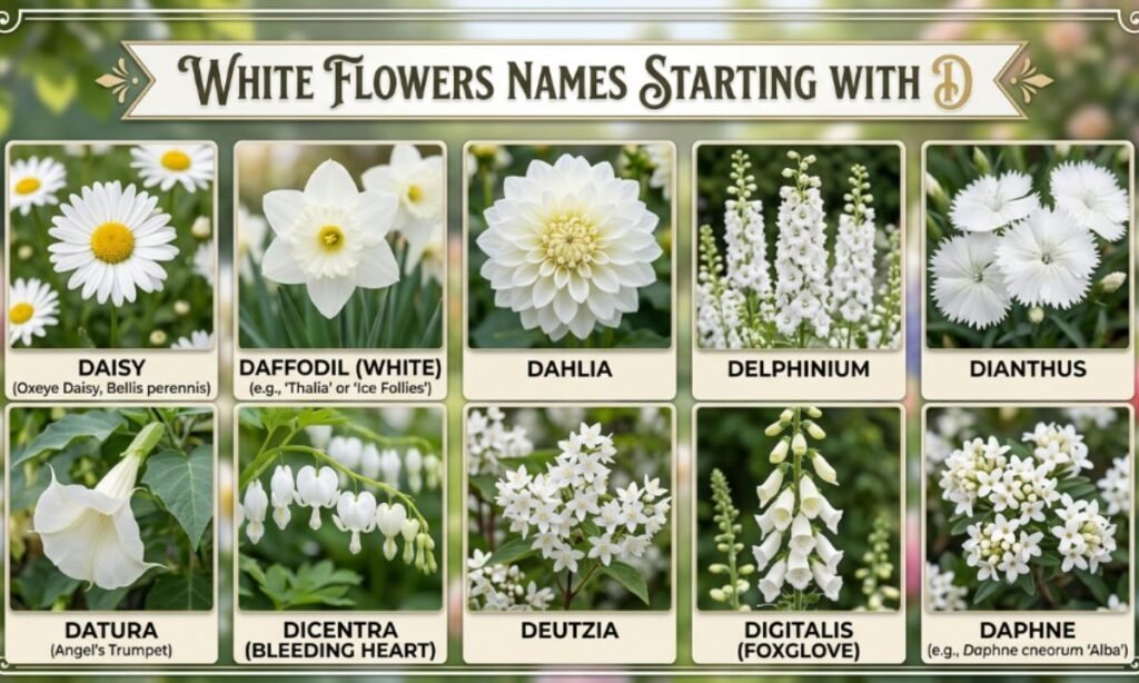 White Flowers Names Starting With D