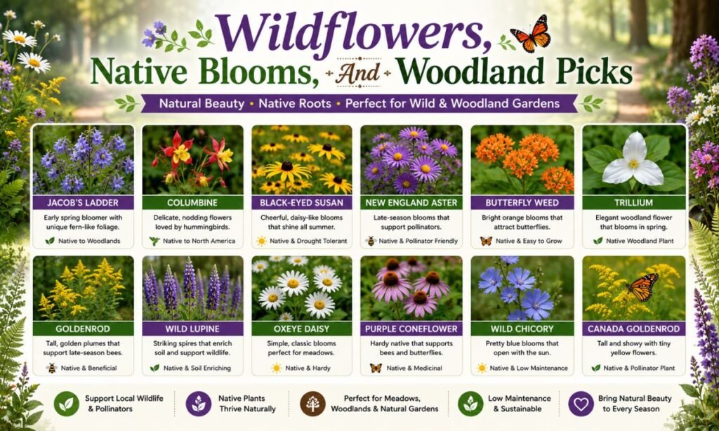 Wildflowers, Native Blooms, And Woodland Picks