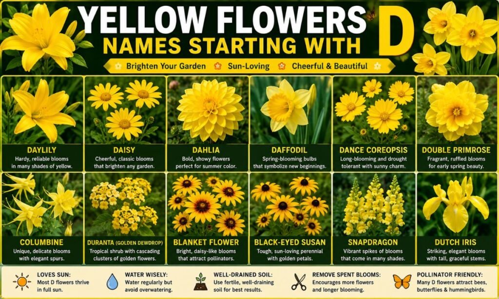Yellow Flowers Names Starting With D