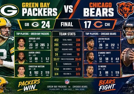 Green Bay Packers vs Chicago Bears Match Player Stats