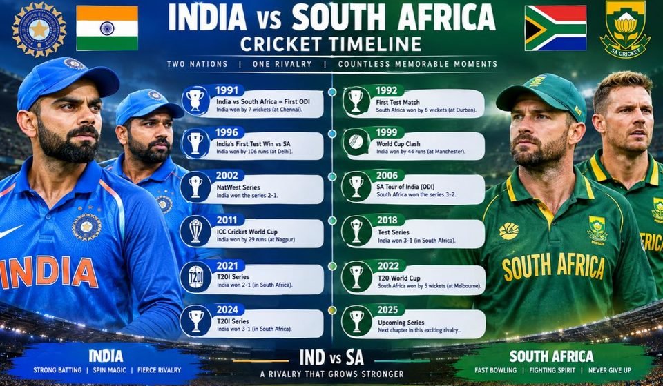 India National Cricket Team vs South Africa National Cricket Team Timeline
