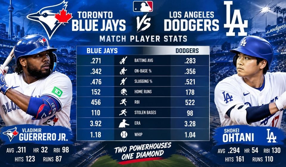 Toronto Blue Jays vs Dodgers Match Player Stats